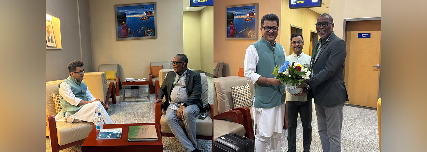  Hon‘ble Minister of State for External Affairs, Shri Pabitra Margherita and High Commissioner Dr. Amit Telang received
a warm welcome by Amb. Anthony Liverpool, Advisor in Ministry of Foreign Affairs