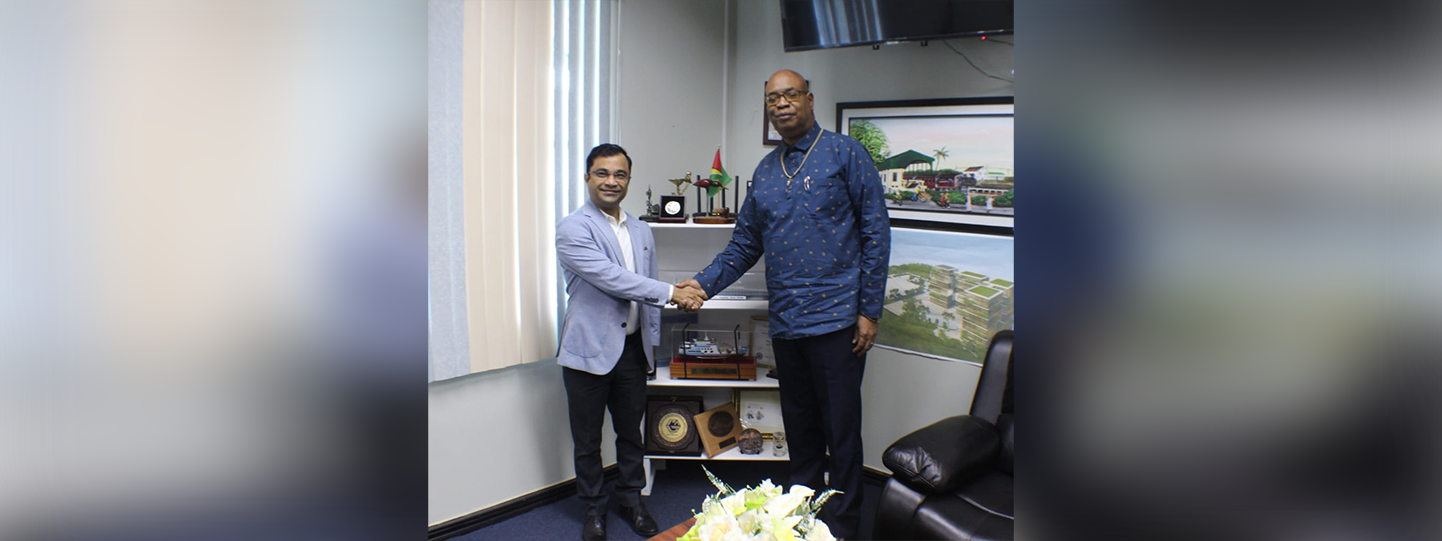  Honourable Bishop Juan Edghill, Minister of Public Works, on Wednesday, met with His Excellency Amit Telang, High Commissioner of India to Guyana